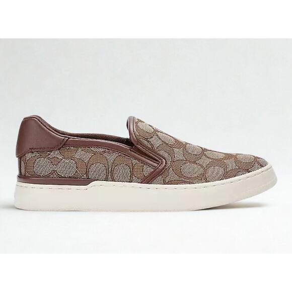 Coach Wells Slip On Sneakers C4393 Sig PVC Khaki Saddle Women’s 9B NIB - Picture 10 of 12